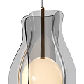 Modern Streamlined Transparent Glass Pendant Lights With Spherical Bulbs And Three Sizes 3d model