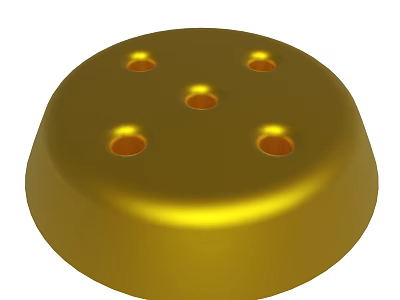 Golden Circular Shiny Object With Five Holes And Smooth Surface 3d model