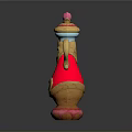 Red Decorative Vase With Pink Heart Top Golden Handles And Heart Design For Daily Use