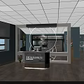 Bridal Couture Wedding Dress Shop With Blue Walls Reception Desk White Ceiling And Wooden Floor