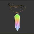 Wood Stone Pendant With Iridescent Color And Gold Chain Hanging Design