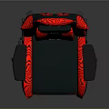 Ergonomic Gaming Chair with Black Red Patterned Design Armrests and Wheeled Base