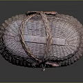Cute Small Animal Resting In Handwoven Brown Wicker Basket With Braided Handle
