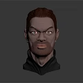 Detailed 3D Character Head Model With Red Hair Beard Green Collar And Serious Expression
