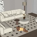 Modern Cream Style Sofa Coffee Table Combination Modern Cream Double Sofa Cream Style Floor Lamp Cream Style Carpet Modern Casual Single Sofa 3d model