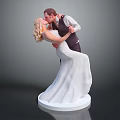 Wedding Couple Figurine Embracing And Kissing In Attire