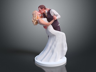 Modern Double Wedding Bride Wedding 3d model