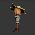 3D Animated Character With Yellow Wide Brim Hat Orange Hair White Shirt And Red Shoes