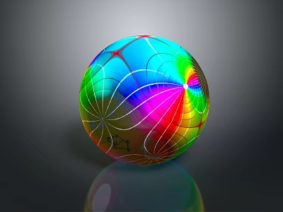 Colorful Artistic Sphere With Intricate Geometric Patterns And Vibrant Rainbow Hues 3d model
