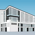 Multi storey Commercial Complex With Modern Glass Facade And Contemporary Design 3d model