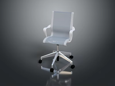 Modern Office Chair With Mesh Back White Armrests And Swivel Wheels Base 3d model