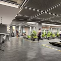 Spacious Gym Interior With Fitness Equipment And Exercising People