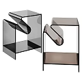 Modern Side Table With Transparent Glass And Geometric Black Frame Design 3d model