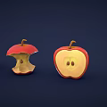 Three Apples Showing Different Stages From Fresh Whole To Bitten And Rotten 3d model