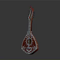 Traditional Red Decorative String Instrument With Intricate Patterns For Home Use