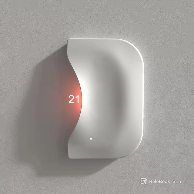 Modern White Curved Wall Light with Red Digital Display and Soft Lighting on Gray Wall 3d model 