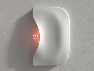 Modern White Curved Wall Light with Red Digital Display and Soft Lighting on Gray Wall 3d model
