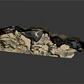 Layered Rocky Terrain Model with Colorful Stratified Textures and Eroded Surface Features