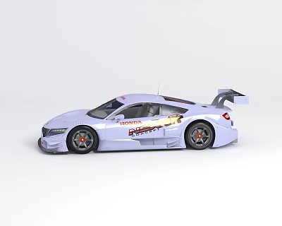 Modern Technology Exhibition Hall Displaying White Race Car Model With Champion Logo And Detailed Design 3d model