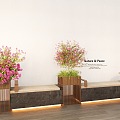 Modern Card Seat Bench Combination Flower Box Bougainvillea Metal Strip 3d model