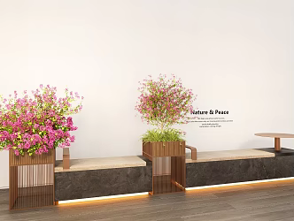 Modern Card Seat Bench Combination Flower Box Bougainvillea Metal Strip 3d model