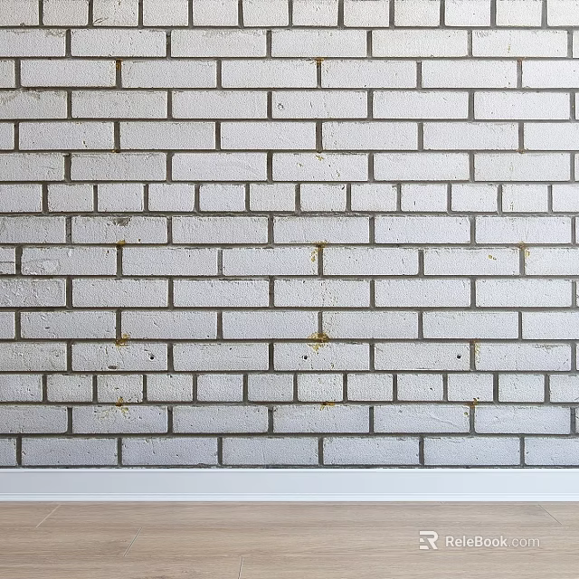 White Brick Wall Surface With Smooth Texture And Classic Pattern Design 3d model 