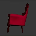 Red Single Sofa With Wooden Arms Button Tufted Backrest And Wooden Legs