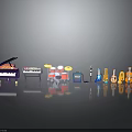 Colorful Musical Instruments Equipment Featuring Piano Drum Set Microphone Guitars And Violins