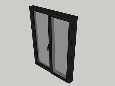 Modern Double Glass Doors With Black Frame And Sleek Home Design 3d model