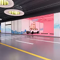 Modern Indoor Parking Garage With Ceiling Lights Parked Vehicles And Floor Markings
