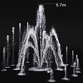 Vibrant Colorful Fountain With Multiple Water Jets Splashing Water And Decorative Spouts