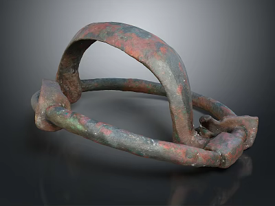 Rusted Metal Sculpture With Twisted Loops And Artistic Abstract Design Structure 3d model