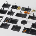 Modern sink vegetable basin embedded sink faucet 3d model