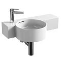 Modern White Washbasin With Chrome Faucet And Pedestal Base Design