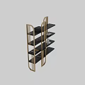 Elegant Modern Gold Frame Display Shelf With Matte Black Shelves For Home Decor Storage