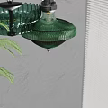 Stylish Green Glass Pendant Lights Featuring Petal Shaped And Ribbed Shades Hanging From Metal Chains