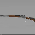 Modern Tactical Shotgun With Orange White Black Finish And Spiral Ammunition Chain