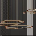Modern Golden Circular Pendant Light With Multi layer Illuminated Rings And Minimalist Background