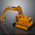 Orange Excavator With Tracks Bucket Cab And Construction Vehicle Design