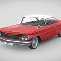 Vintage Red Convertible Car With White Top And Classic Retro Styling