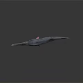 3D Rendered Long Snout Aquatic Animal With Slender Body And Pink Fins On Dark Background