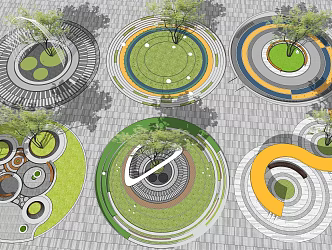 Modern Tree Pond Square Leisure Landscape 3d model