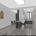 Light Luxury Modern Kitchen Dining Interior With Gray White Cabinets And Smart Home Appliances