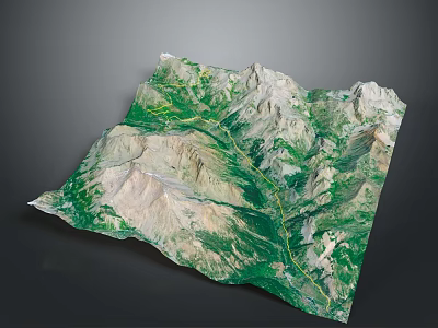 3D Mountain Landscape Model With Green Vegetation And Natural Terrain Features 3d model