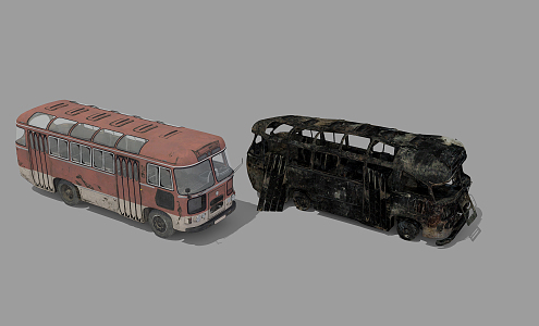 Modern Bus Broken Bus 3d model