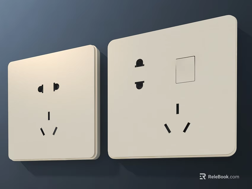 Two White Modern Wall Clocks With Left Decorative Details And Right Square Panel For Home Use 3d model 