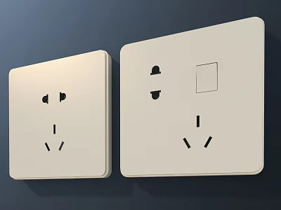 Two White Modern Wall Clocks With Left Decorative Details And Right Square Panel For Home Use 3d model