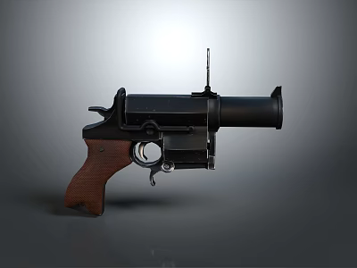 Revolver Weapon With Wooden Grip Black Metal Barrel Trigger And Classic Design 3d model