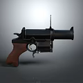Revolver Weapon With Wooden Grip Black Metal Barrel Trigger And Classic Design