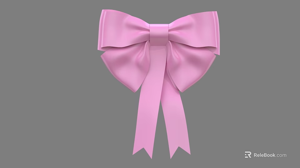 Festive Pink Satin Bow With Smooth Ribbon And Elegant Decorative Design 3d model 
